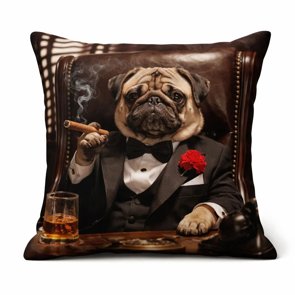 The Gentleman - Personalised Dog Portrait Cushion