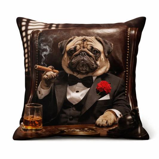 The Gentleman - Personalised Dog Portrait Cushion